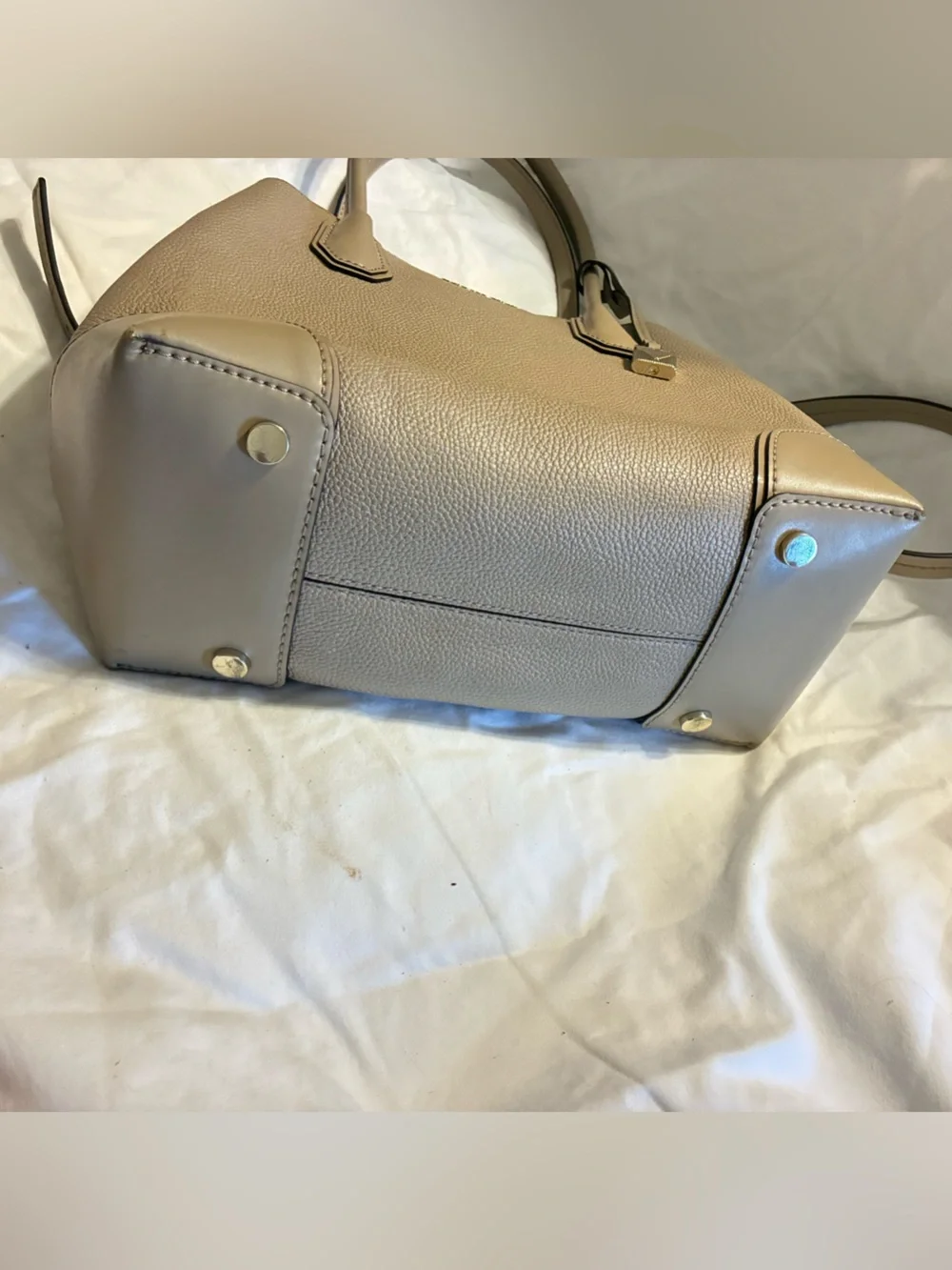 Michael Kors Pebbled Leather Satchel in Taupe